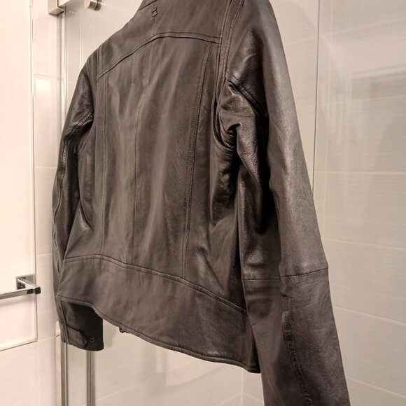 G-Star Black Leather Jacket with Zipper Details - Picture 3 of 12